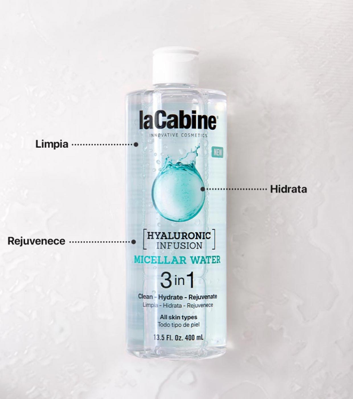 La Cabine - Eau Micellaire 3 en 1 Hyaluronic Infusion 400 ml - Tous types de peaux