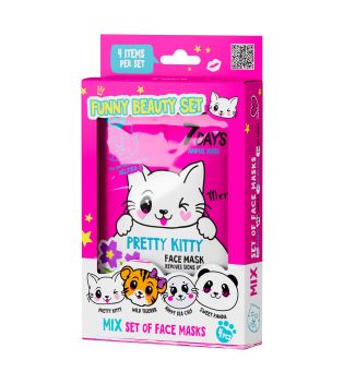 7DAYS  - Ensemble de masques pour le visage Funny Beauty Pretty Kitty Mix