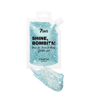 7DAYS - Glitter gel pour le visage, les cheveux et le corps Shine, Bombita! - 905: Brilliant Blue