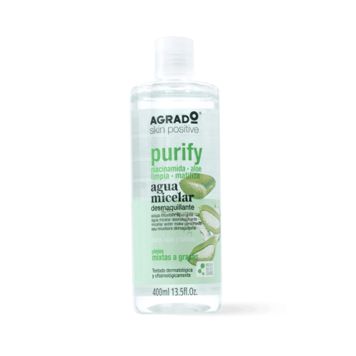 Agrado  - Eau micellaire nettoyante Purify - Peaux mixtes et grasses