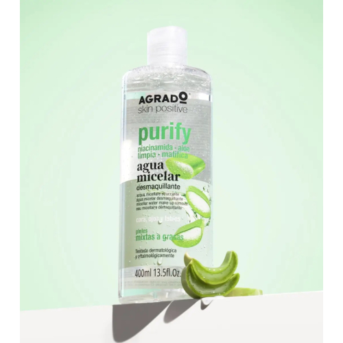 Agrado  - Eau micellaire nettoyante Purify - Peaux mixtes et grasses
