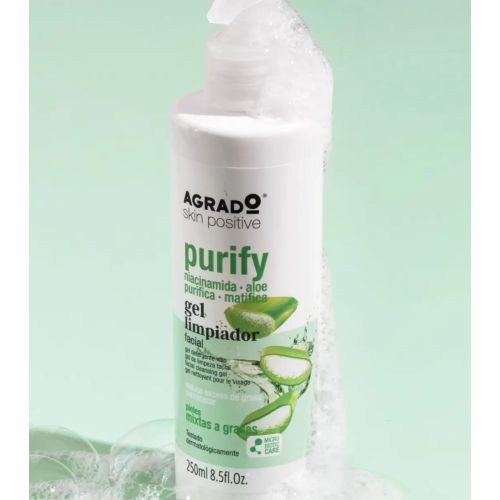 Agrado - Gel nettoyant visage Purify - Peaux mixtes à grasses