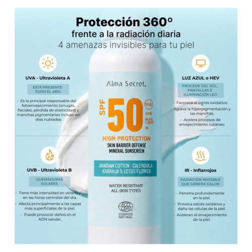 Alma Secret - Crème solaire pour le corps FPS 50 Skin Barrier Defense