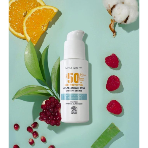 Alma Secret - Crème pour le visage à haute protection solaire SPF50 pour tous les types de peau