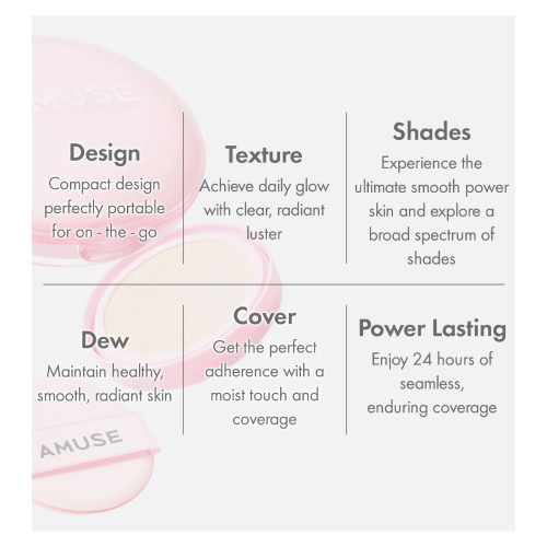 Amuse - Fond de teint Cushion Dew Power Vegan SPF50 PA++++ - 1.5: Natural