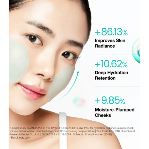 Anua - Format des pads PDRN 100 Hyaluronic Acid Glow