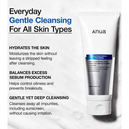 Anua - Nettoyant Visage Moussant à l'Acide Hyaluronique 8 Hyaluronic Acid Hydrating Gentle