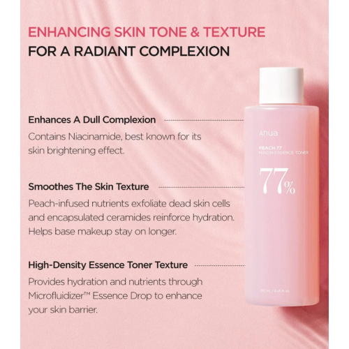 Anua - Lotion hydratante pour le visage à 77% d'extrait de pêche et de niacinamide