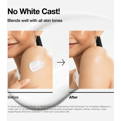 Anua - Crème solaire pour le visage Zero-cast SPF50+ PA++++