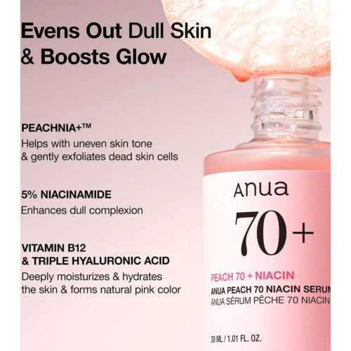 Anua - Sérum enrichi à 70% d'extrait de pêche et de niacinamide