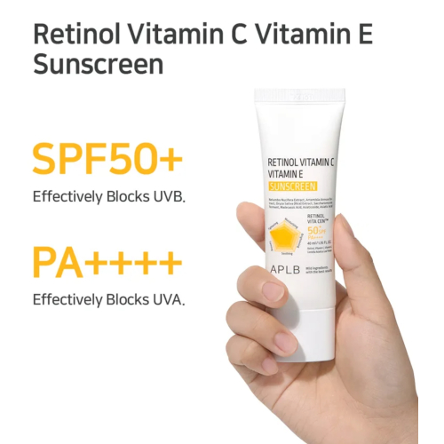 APLB - Crème solaire pour le visage Retinol Vitamin C Vitamin E SPF50+ PA++++