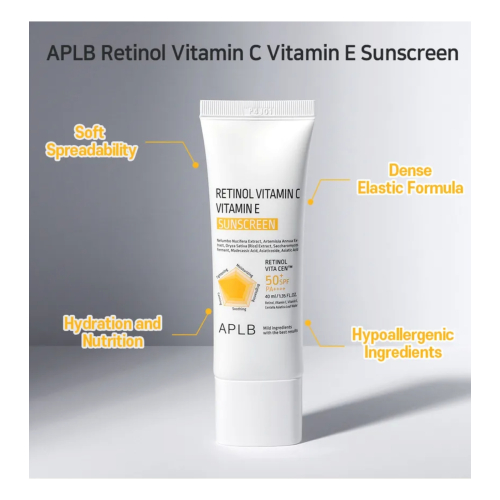 APLB - Crème solaire pour le visage Retinol Vitamin C Vitamin E SPF50+ PA++++
