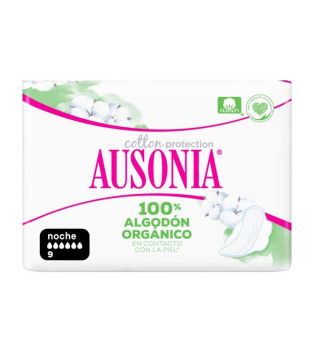Ausonia - Compresses de nuit Wings Cotton Protection - 9 unités
