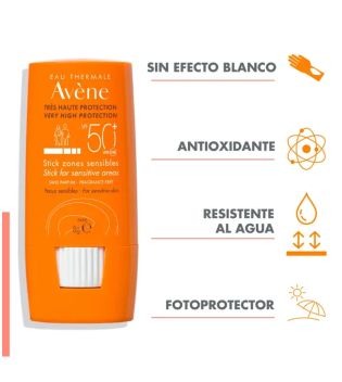 Avène - Crème solaire visage en stick SPF50+ pour zones sensibles