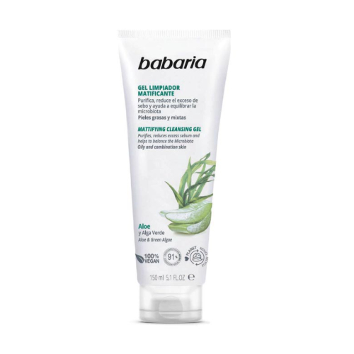 Babaria - Gel Nettoyant Visage Matifiant - Aloès et Algue Verte