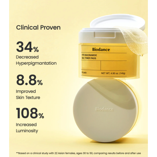 Biodance - Lotion tonique éclaircissante en tampon Vita Niacinamide - 60 pièces