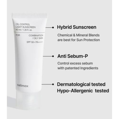 Celimax - *Oil Control* - Crème solaire visage Light Sunscreen SPF50+ PA++++