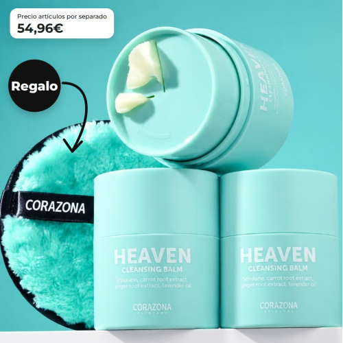 CORAZONA - Pack de 3 Baumes Démaquillants Heaven avec Disque Cadeau Réutilisable pour Nettoyage Facial Vegan et Cruelty Free