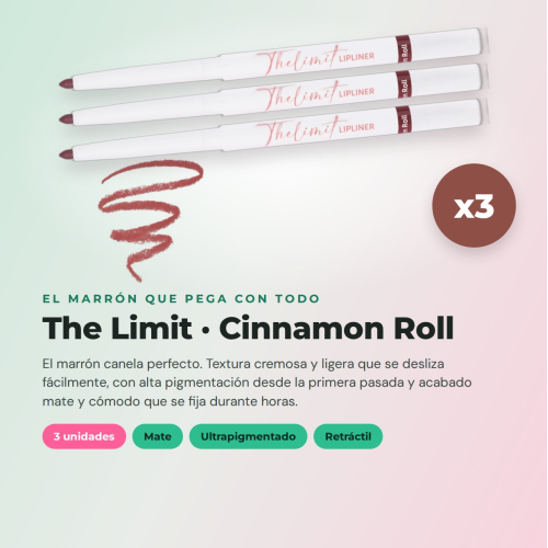 CORAZONA Pack 3 profilateurs Cinnamon Roll The Limit Lip Liner texture crémeuse haute pigmentation fini mat format automatique végan sans cruauté