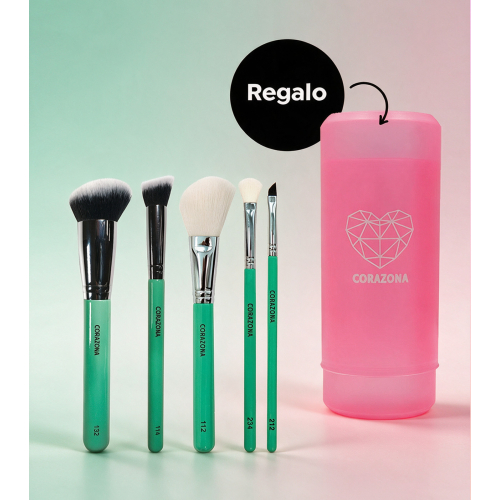 CORAZONA - Pack de pinceaux essentiels + Canister de cadeau