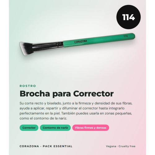 CORAZONA Pack Brochas Essential avec 5 Outils de Maquillage et Cadeau Cubilete Végans et Cruelty Free