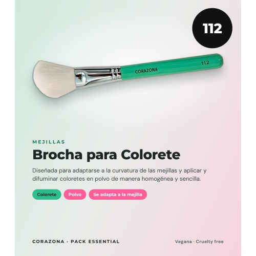 CORAZONA Pack Brochas Essential avec 5 Outils de Maquillage et Cadeau Cubilete Végans et Cruelty Free