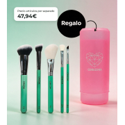 CORAZONA Pack Brochas Essential avec 5 Outils de Maquillage et Cadeau Cubilete Végans et Cruelty Free
