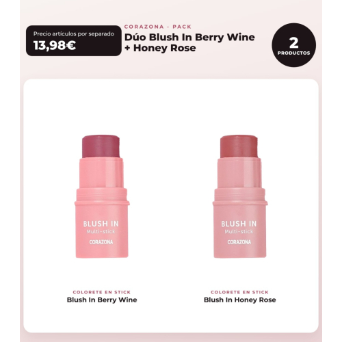 CORAZONA - Pack Duo Blush Blush In Berry Wine + Honey Rose