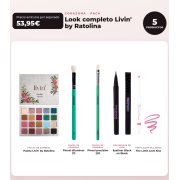 CORAZONA - Pack Look Completo Livin' by Ratolina - Palette de Fards à Paupières + 2 Pinceaux + Eyeliner + Crayon à Lèvres