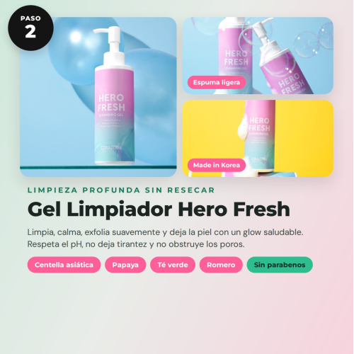 CORAZONA Pack Soins de la Peau Double Nettoyage - Baume Heaven, Gel Hero Fresh et Disque Réutilisable pour Peau Propre et Fraîche
