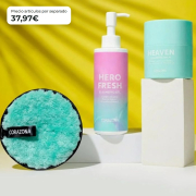 CORAZONA Pack Soins de la Peau Double Nettoyage - Baume Heaven, Gel Hero Fresh et Disque Réutilisable pour Peau Propre et Fraîche