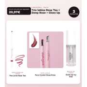 CORAZONA - Pack Trío Labios avec The Limit Rose Tea, Pure Crystal Deep Rose et Gloss Up Icy Kiss