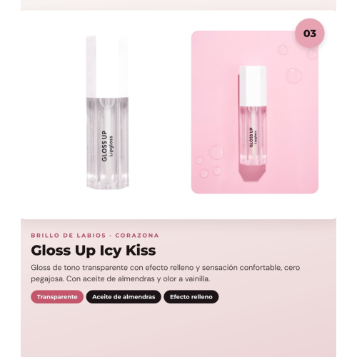 CORAZONA - Pack Trío Labios avec The Limit Rose Tea, Pure Crystal Deep Rose et Gloss Up Icy Kiss