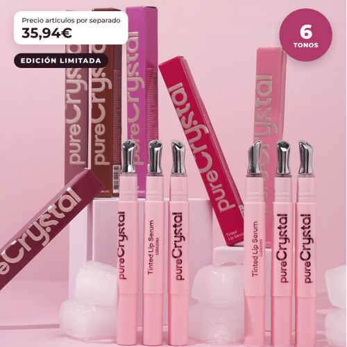 CORAZONA - Set de Sérum à Lèvres Teinté en Pure Crystal Édition Limitée - 6 Teintes de Sérum à Lèvres avec Applicateur Métallique Effet Froid - Fini Brillant et Teinte de Longue Durée