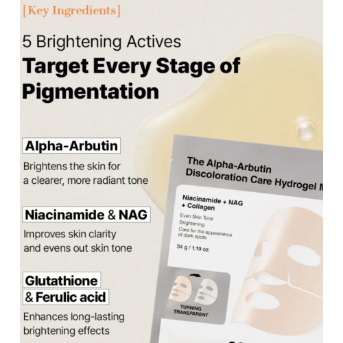 COSRX - Lot de 3 masques éclaircissants pour le visage The Alpha-Arbutin