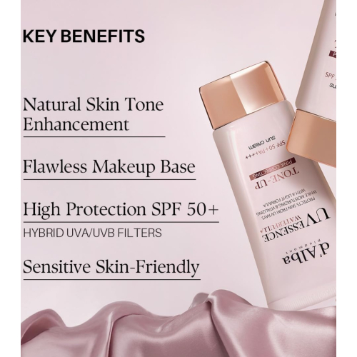 D'Alba - Crème solaire visage Tone-Up Pink Correcting SPF50+ PA++++