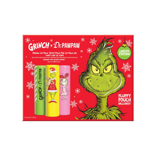 Dr. Paw Paw - *The Grinch* - Trio de baumes à lèvres - Peach Pink, Candy Cane Lip Scrub & Original