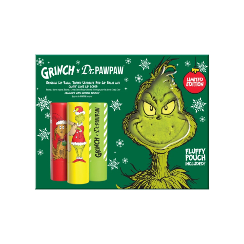 Dr. Paw Paw - *The Grinch* - Trio de baumes à lèvres - Ultimate Red, Candy Cane Lip Scrub & Original