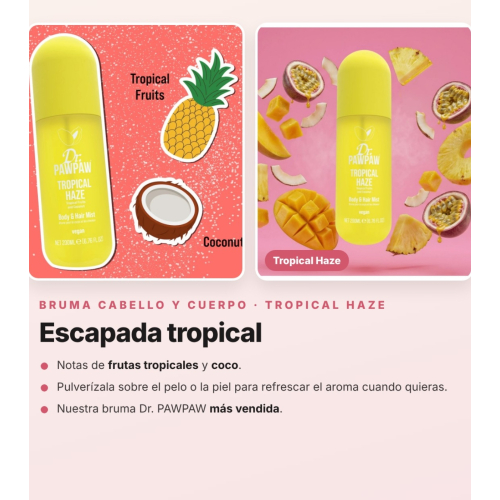 Dr. PAWPAW - Pack de 3 Brumes Parfumées pour Cheveux et Corps Tropical Haze, Beach Paradise et Summer Breeze