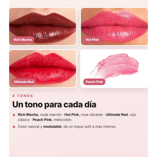 Dr. PAWPAW - Pack de 4 Bálsamos Labiales Multifunción avec Color Ultimate Red, Rich Mocha, Hot Pink et Peach Pink pour les Lèvres, les Joues et les Yeux