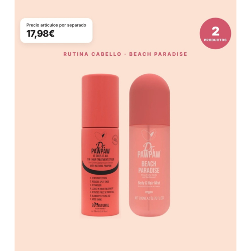 Dr. PAWPAW - Pack Routine Cheveux Beach Paradise : Traitement Capillaire 7 en 1 It Does It All et Brume pour Cheveux et Corps