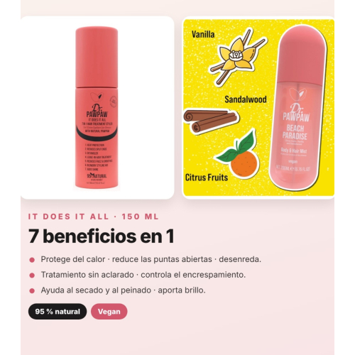Dr. PAWPAW - Pack Routine Cheveux Beach Paradise : Traitement Capillaire 7 en 1 It Does It All et Brume pour Cheveux et Corps