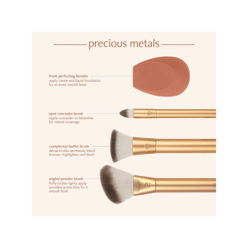 Ecotools - *Precious Metals* - Set de 3 pinceaux + Eponge
