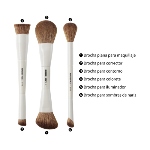 Eigshow - *Duo Series* - Ensemble de 3 pinceaux de maquillage à double embout - White