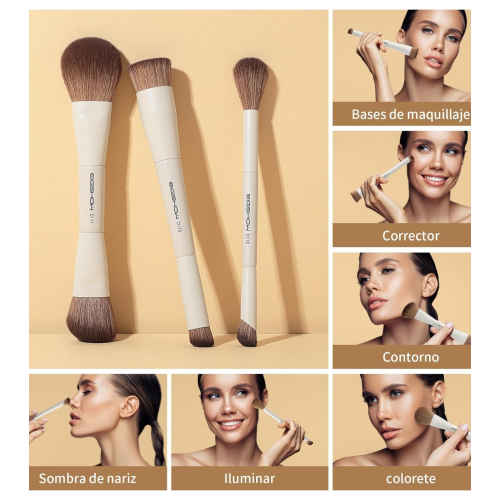 Eigshow - *Duo Series* - Ensemble de 3 pinceaux de maquillage à double embout - White
