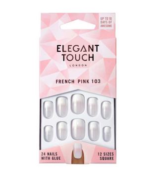 Elegant Touch - Faux ongles Natural French - 103: Medium Pink
