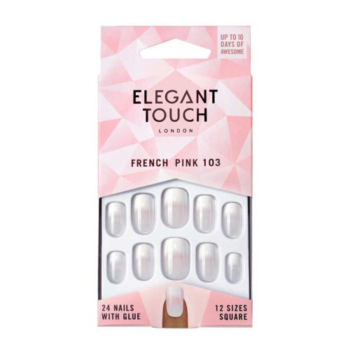 Elegant Touch - Faux ongles Natural French - 103: Medium Pink