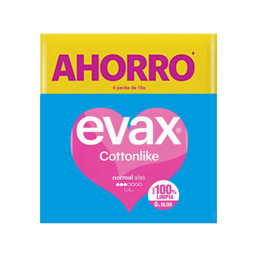 Evax - Normal compresse les ailes Cottonlike - 64 unités