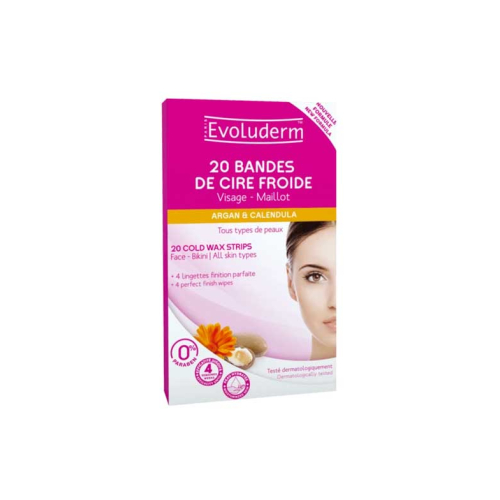 Evoluderm - 20 bandes de cire froide - Visage et maillot