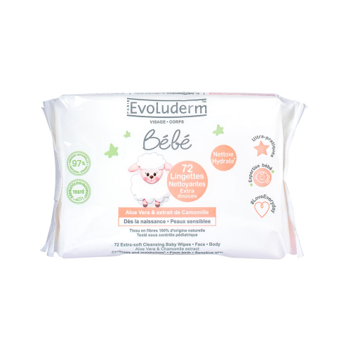 Evoluderm - Lingettes nettoyantes extra douces pour bébé 72 u.